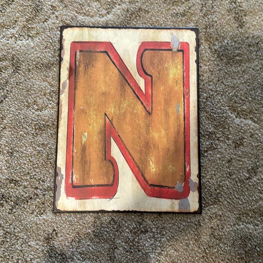Letter N wall art metal plaque